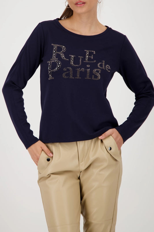 Sweatshirt with Rhinestone Lettering