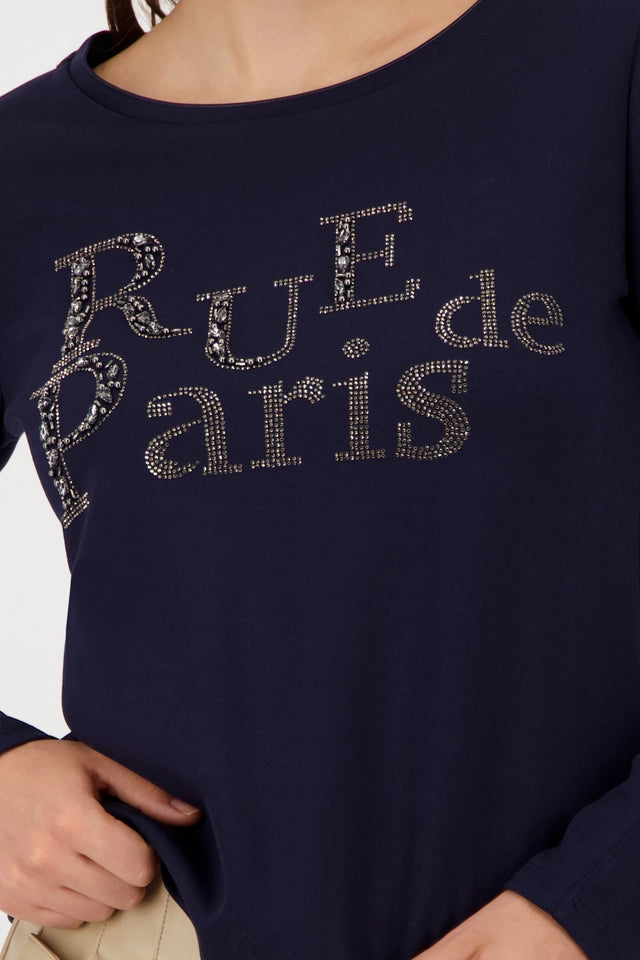 Sweatshirt with Rhinestone Lettering