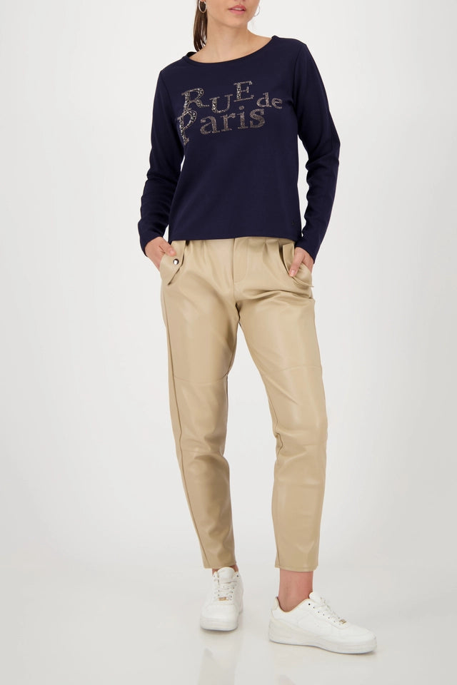 Sweatshirt with Rhinestone Lettering
