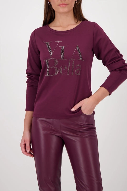 Sweatshirt Bordeaux With Decorative Lettering
