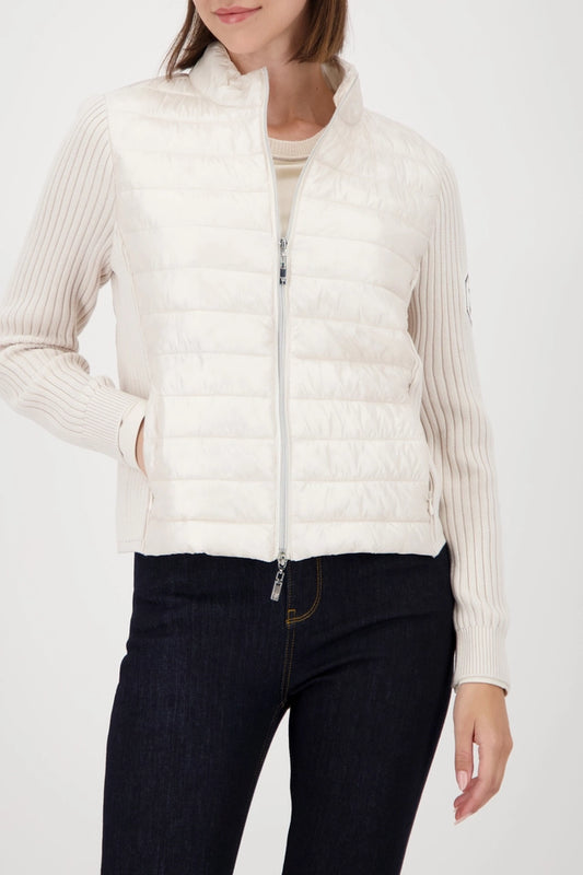 Quilted jacket with knitted sleeves