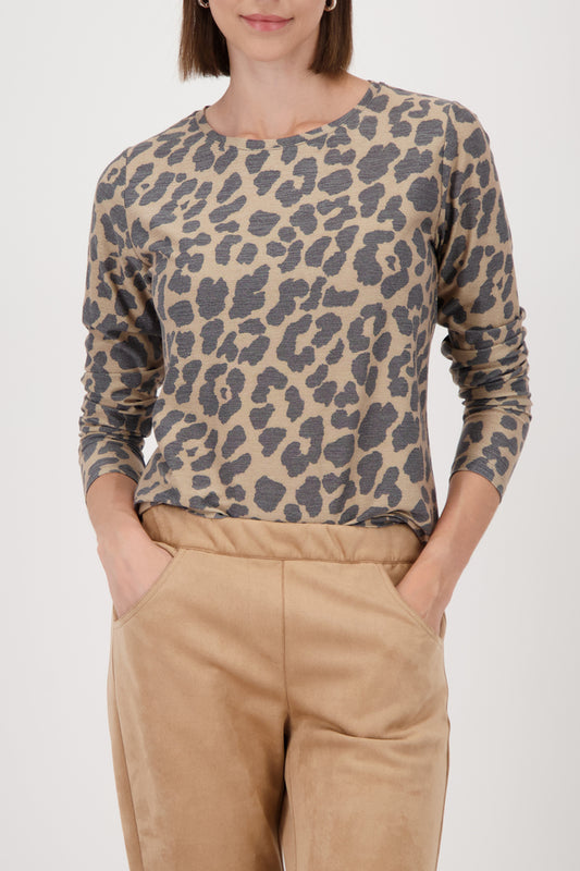 Cognac Pattern Long-sleeve Shirt With Lurex