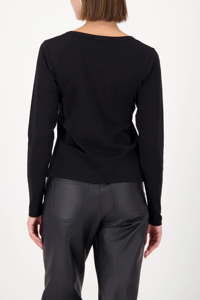Black Long-sleeve shirt with rhinestone pattern
