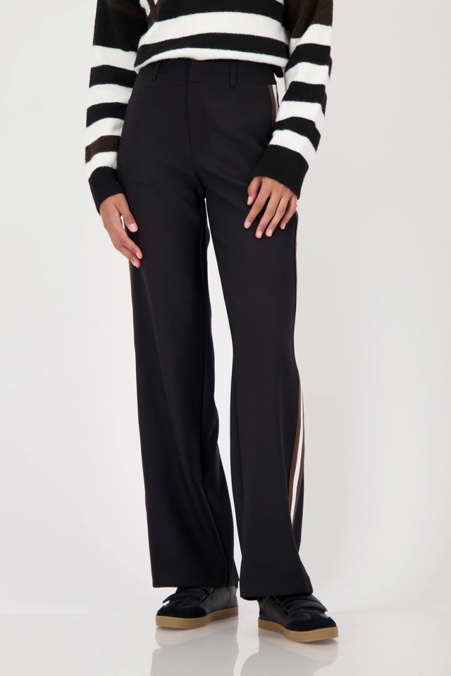 Black Straight-leg pants with stripes on the side