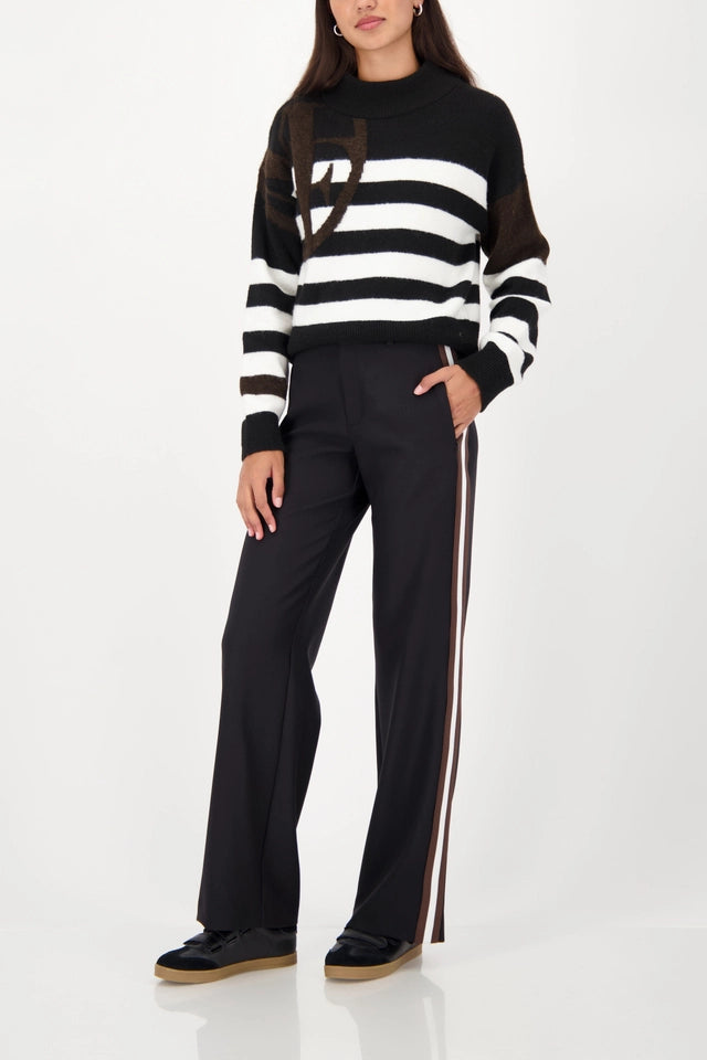 Black Straight-leg pants with stripes on the side