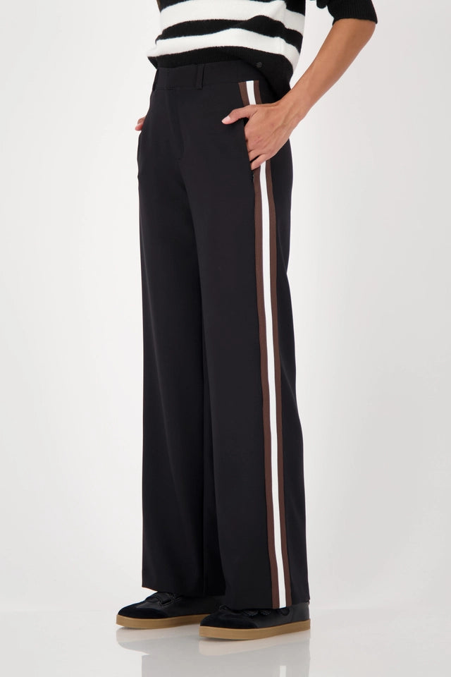 Black Straight-leg pants with stripes on the side