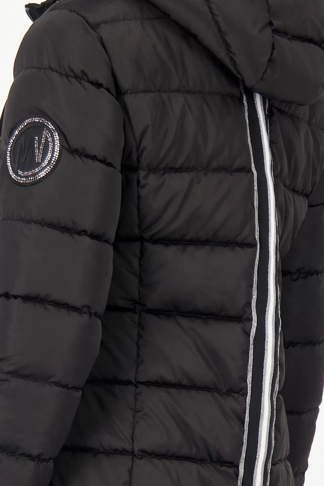 Black Quilted coat with hood