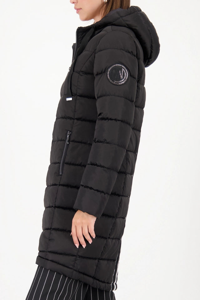 Black Quilted coat with hood