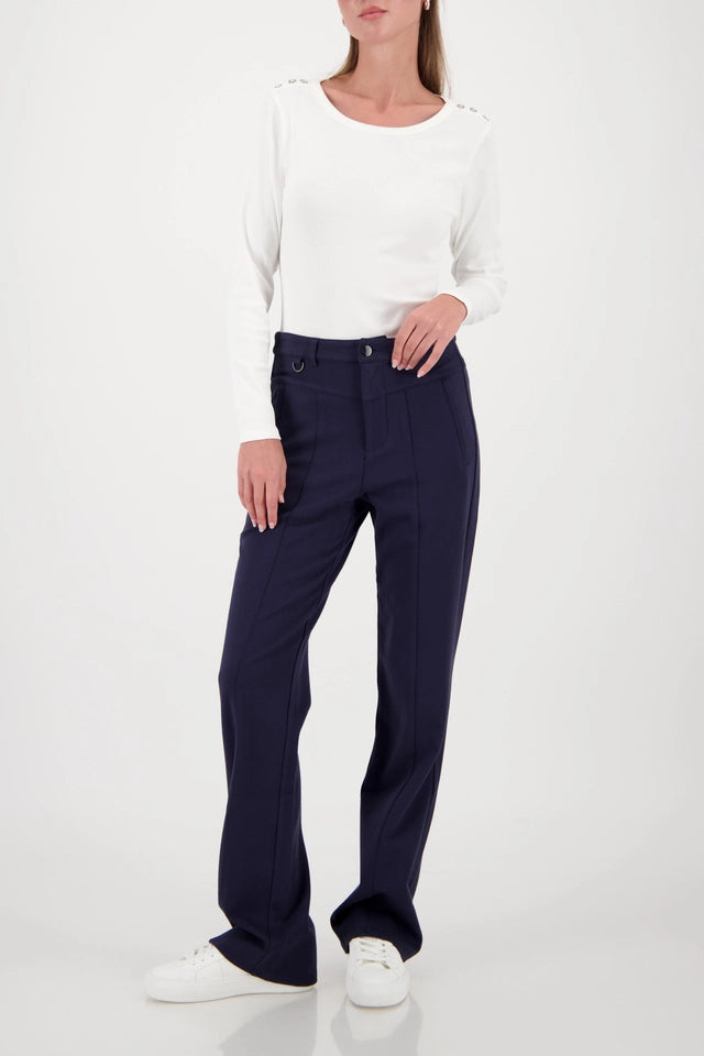 Navy Straight-leg Trousers