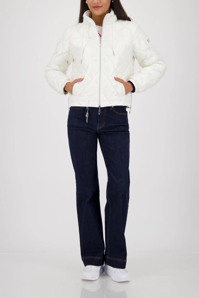 Off White Quilted Jacket With Stand-up Collar
