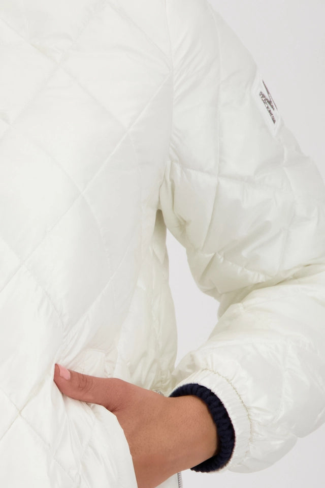 Off White Quilted Jacket With Stand-up Collar