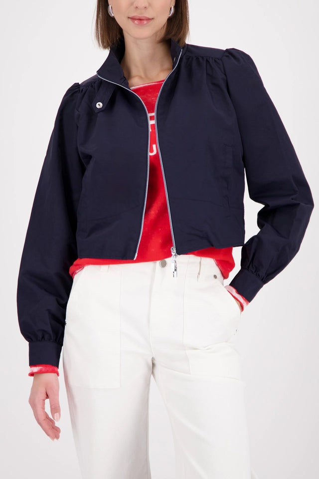 Navy Jacket With Stand up Collar