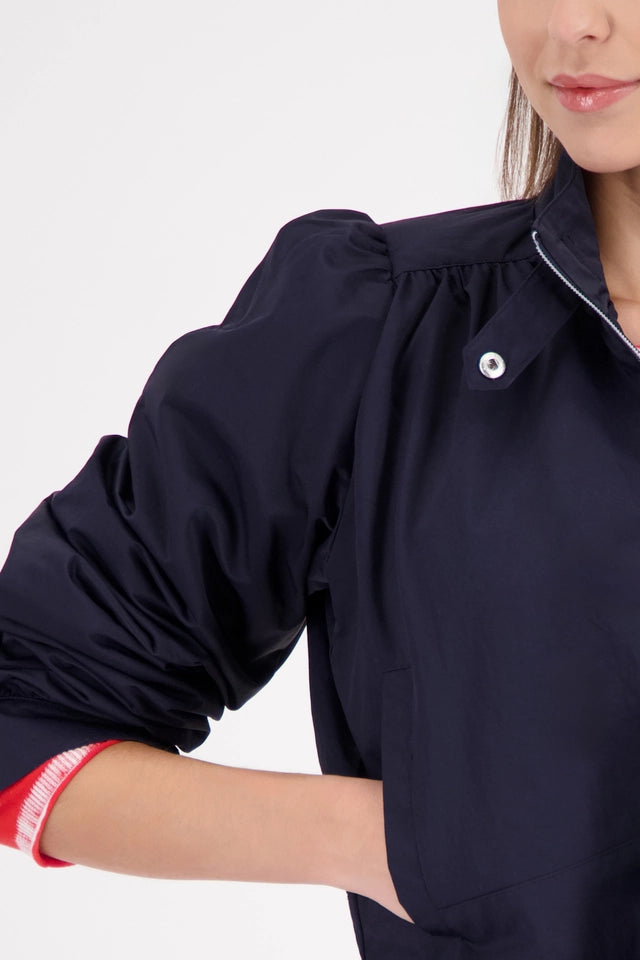 Navy Jacket With Stand up Collar