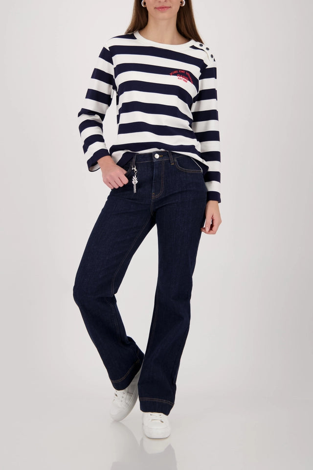 Dark Denim Straight Leg Jeans With Charms