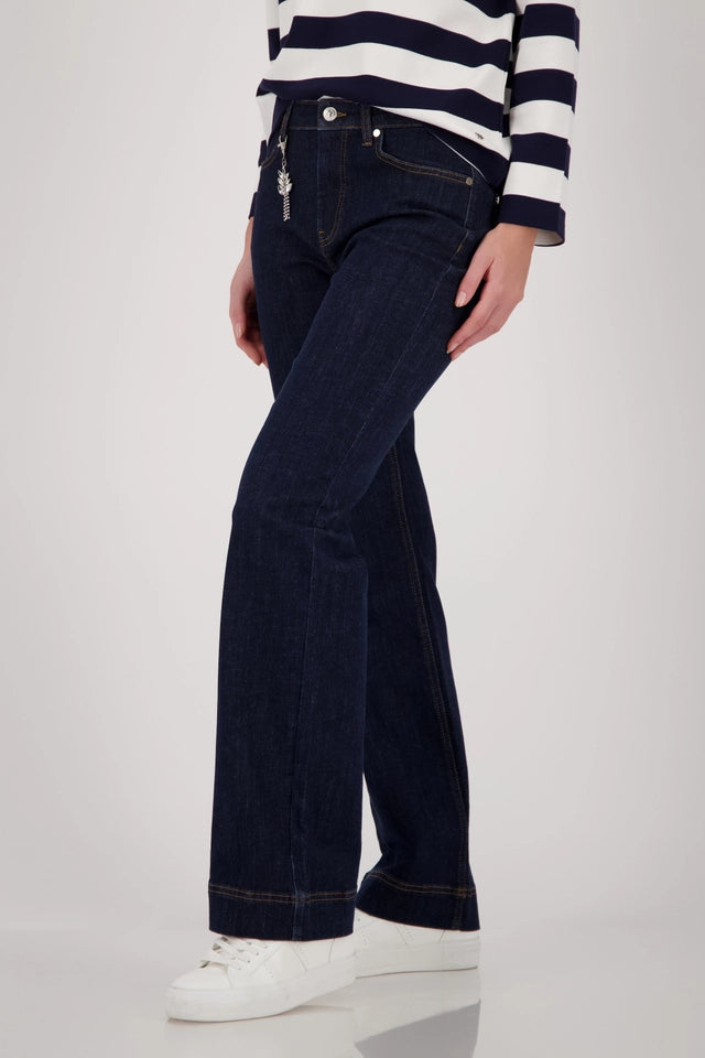 Dark Denim Straight Leg Jeans With Charms