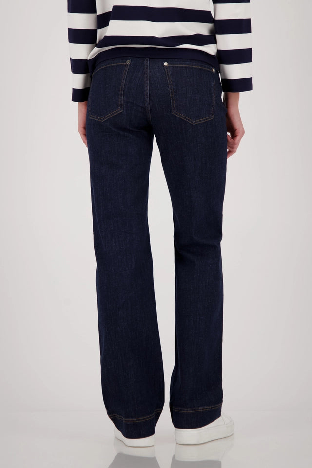 Dark Denim Straight Leg Jeans With Charms