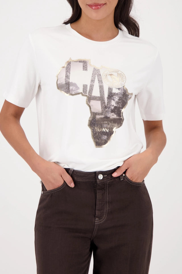 Off White Top With Africa Print