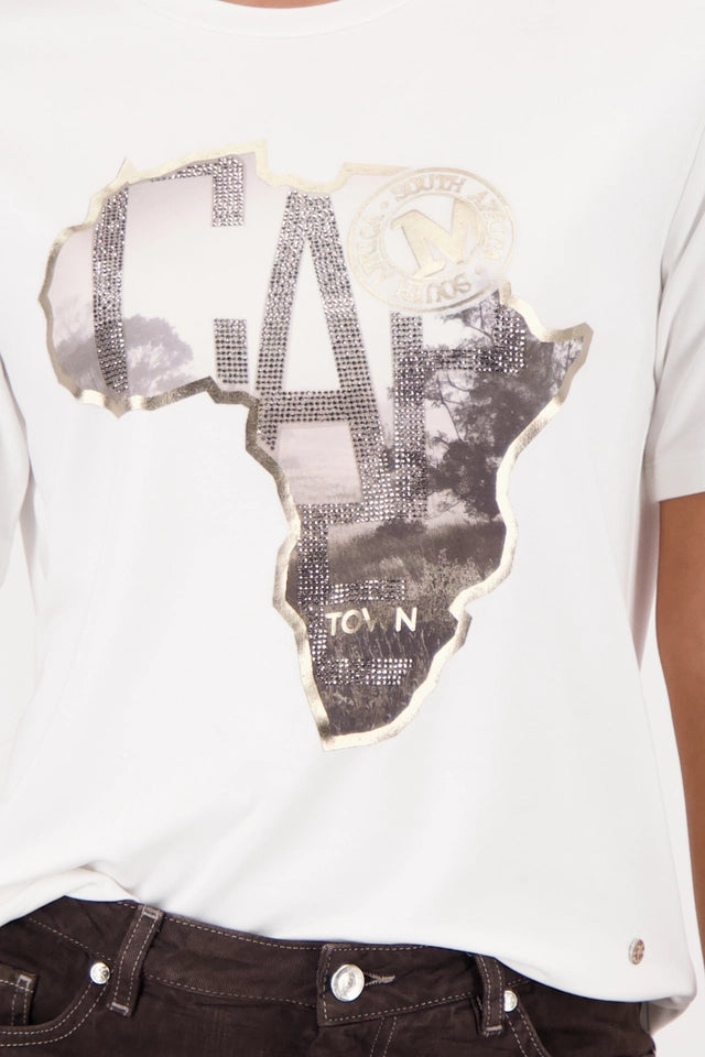 Off White Top With Africa Print