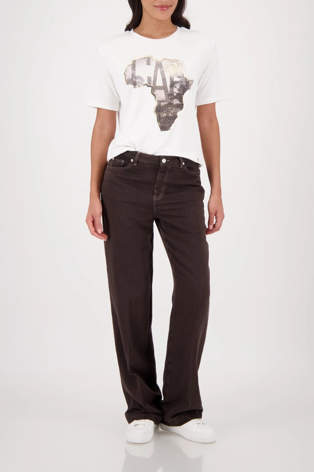 Off White Top With Africa Print