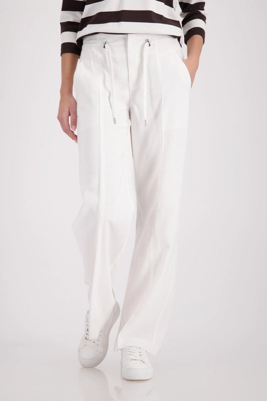 Off White Wide-leg Pants With Drawstring