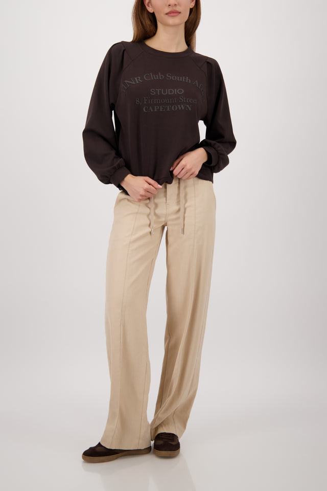 Dark Chocolate Sweatshirt With Lettering