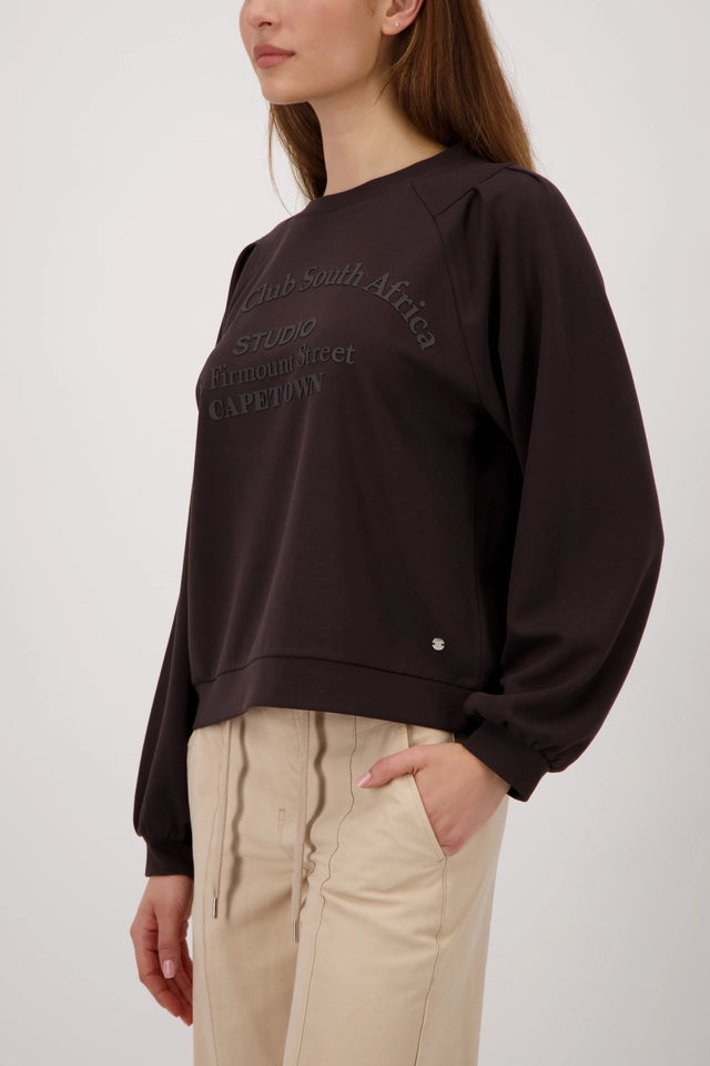 Dark Chocolate Sweatshirt With Lettering
