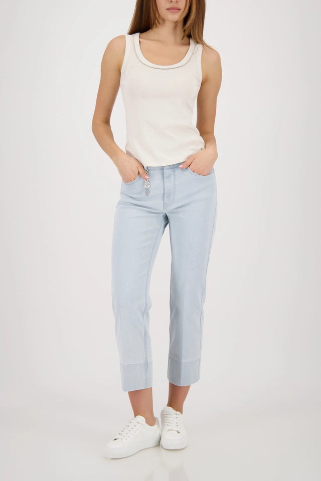 Beige Cami Top With Embellished Collar