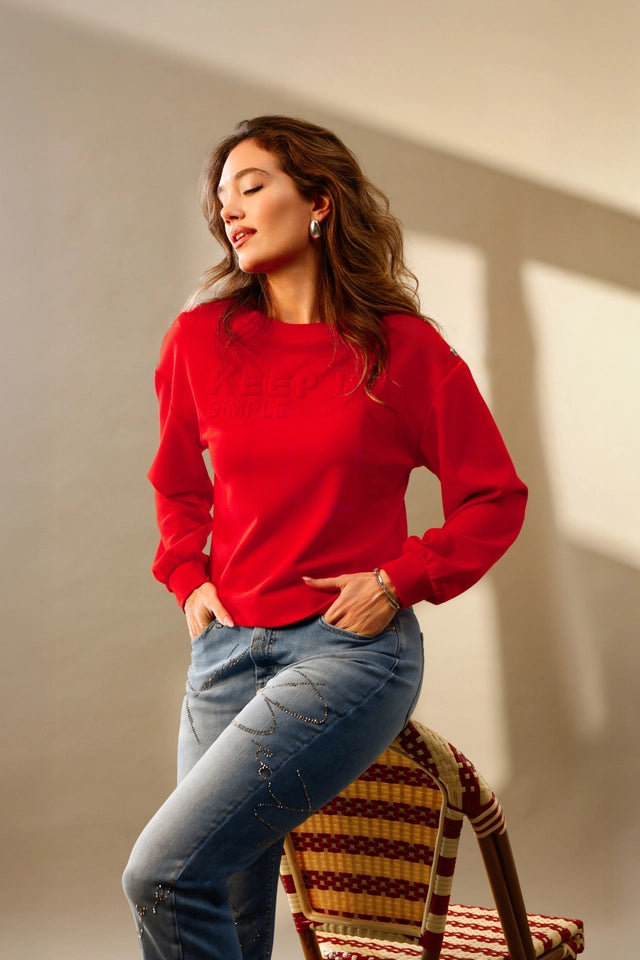 Chilli Pepper Sweatshirt With Embossed Lettering