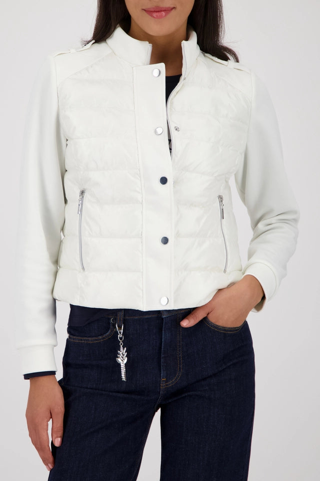 Off White Quilted Jacket With Neoprene