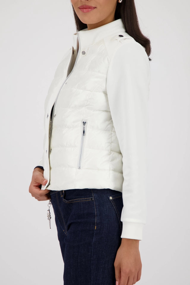 Off White Quilted Jacket With Neoprene