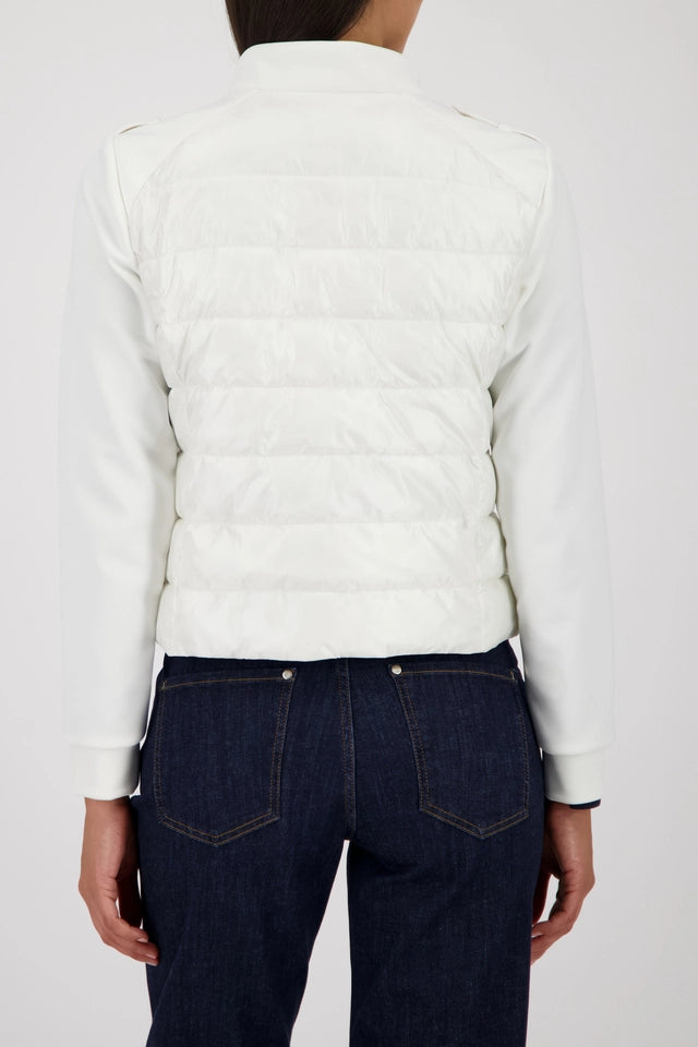 Off White Quilted Jacket With Neoprene