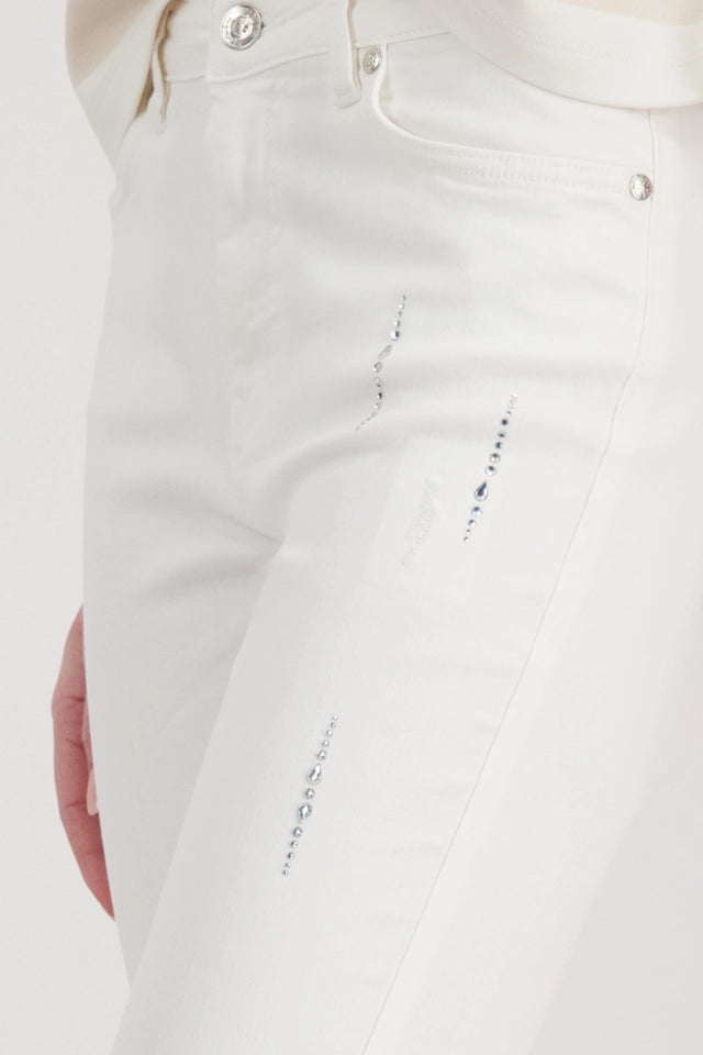 Jeans White With Rhinestones
