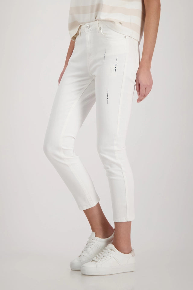 Jeans White With Rhinestones