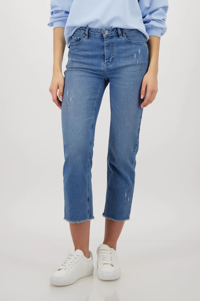 Jeans 7/8 With Rhinestones
