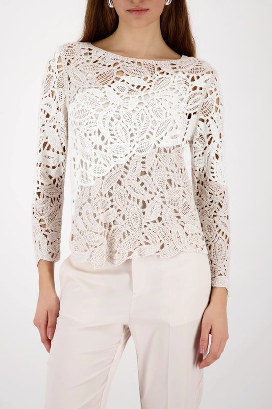 Sweater Off White With Cornelli Pattern