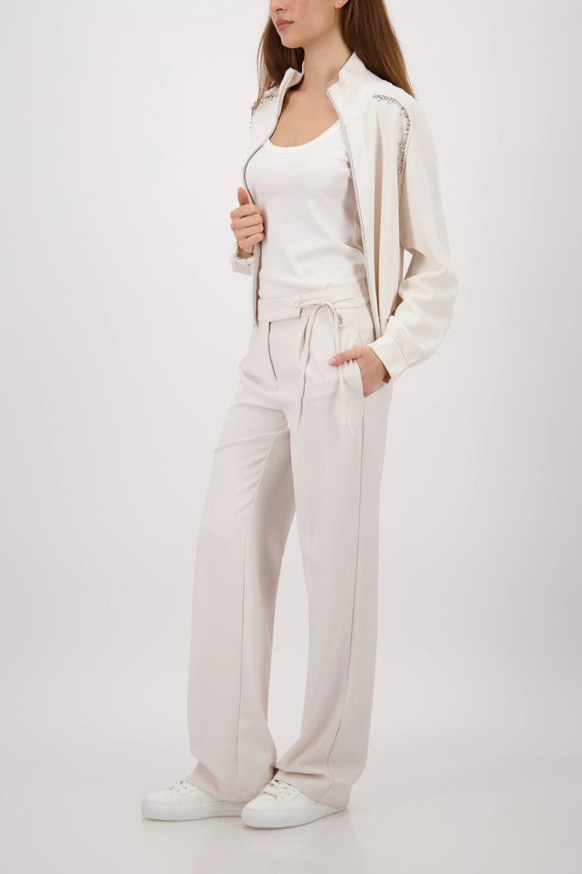 Beige Trousers With A Tie Belt