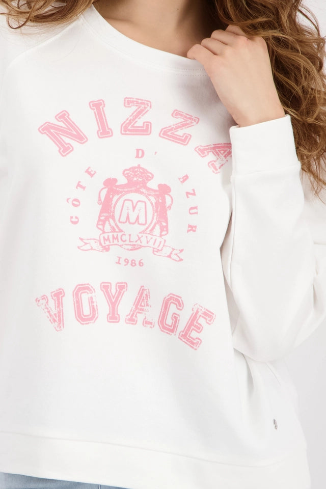 Sweatshirt Off White  With Pink Print