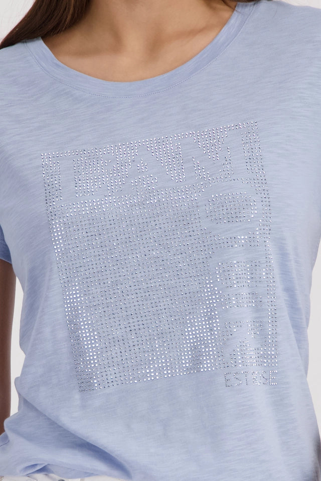 Sea Side T-shirt With Rhinestones