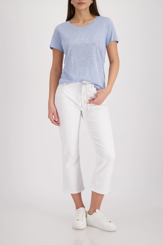 Sea Side T-shirt With Rhinestones