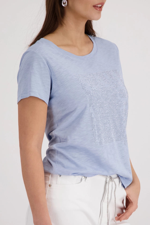 Sea Side T-shirt With Rhinestones