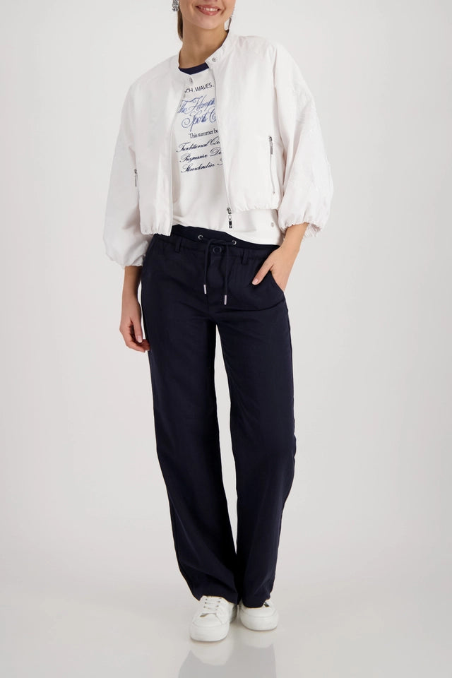 Navy And Cream Top With Rhinestone Lettering