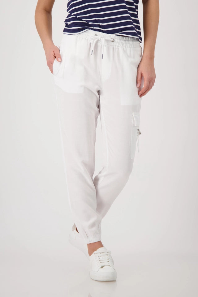 White  Joggers With Drawsting