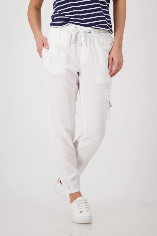 White  Joggers With Drawsting