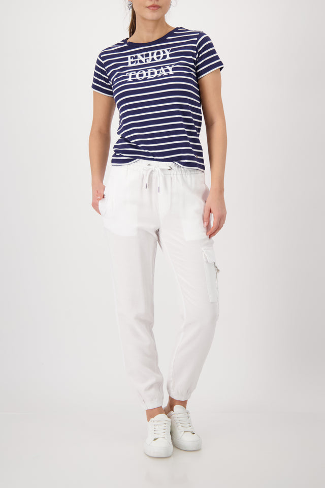 White  Joggers With Drawsting