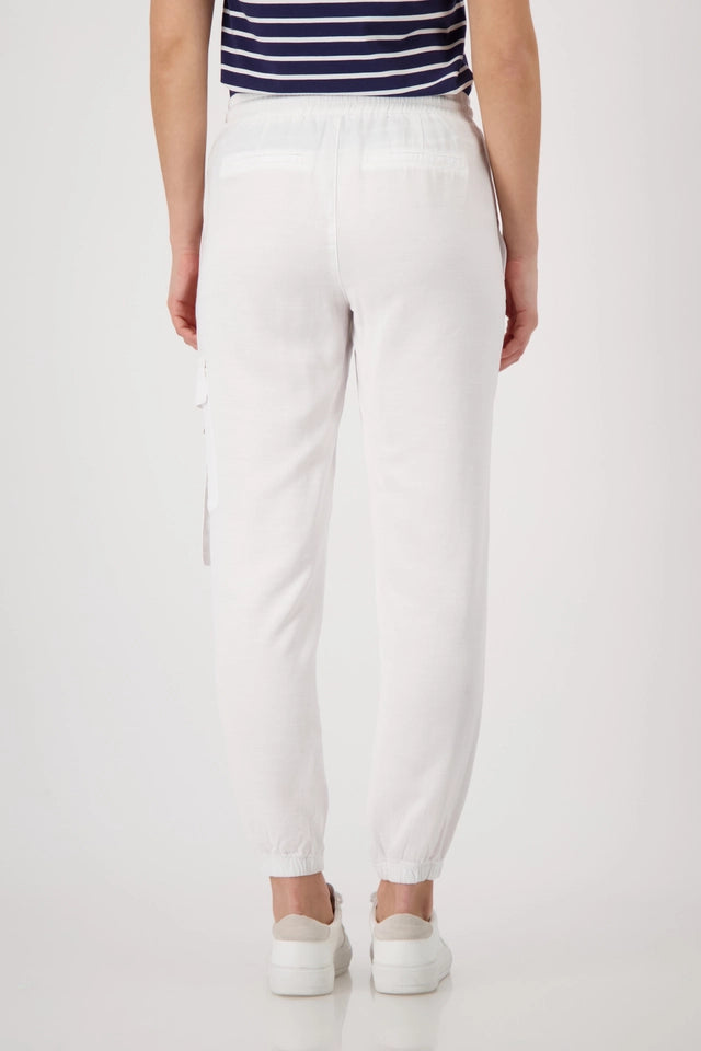 White  Joggers With Drawsting