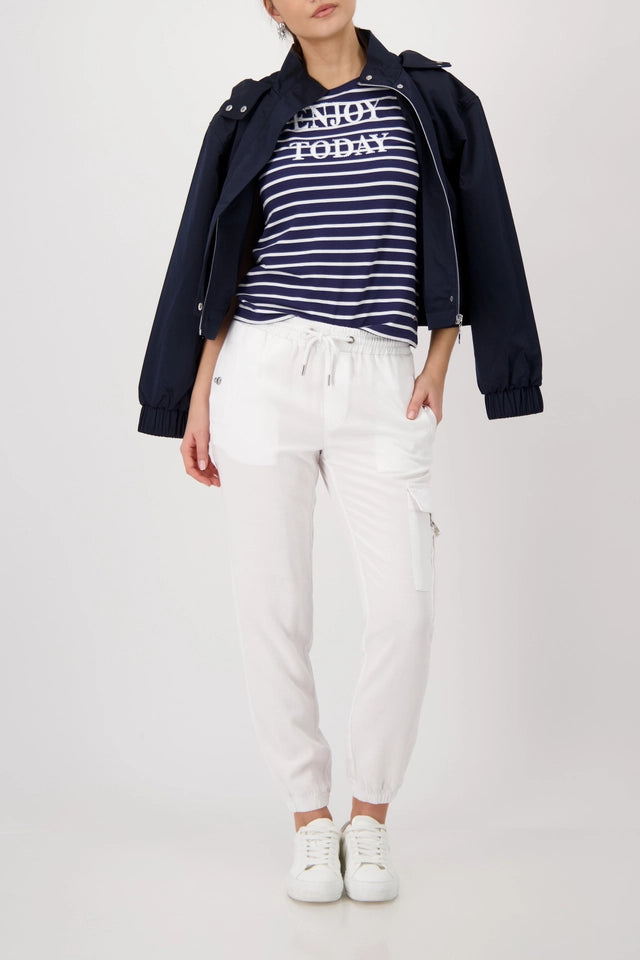 White  Joggers With Drawsting