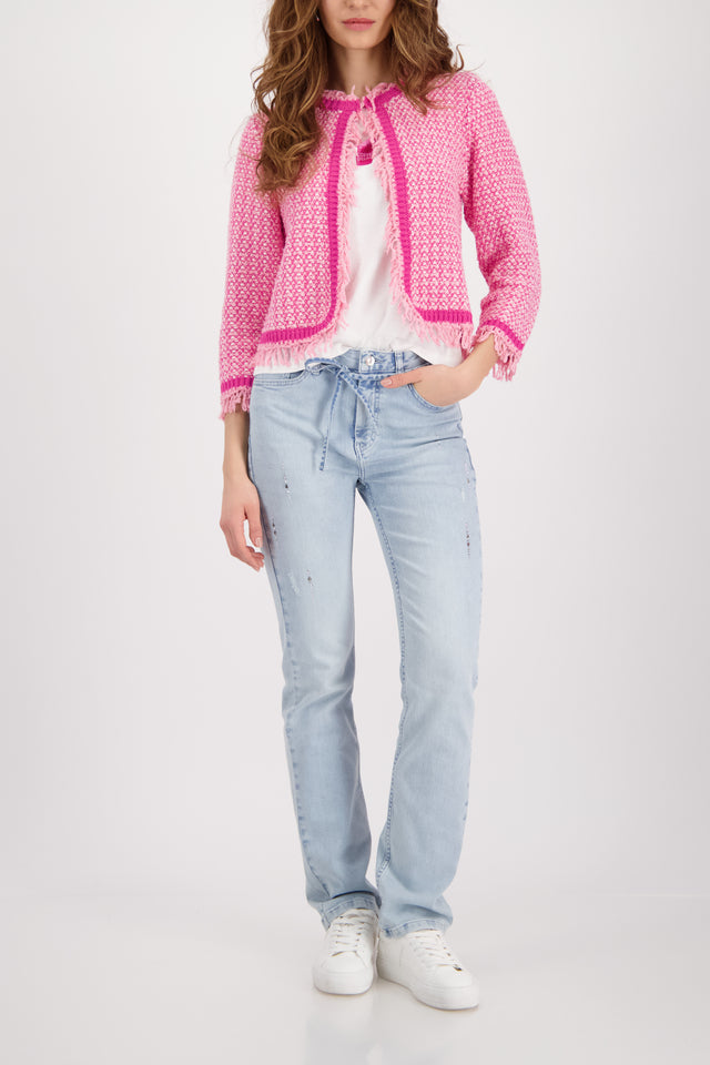 Spring Flower Fringe Tweed Cardigan