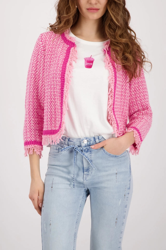 Spring Flower Fringe Tweed Cardigan