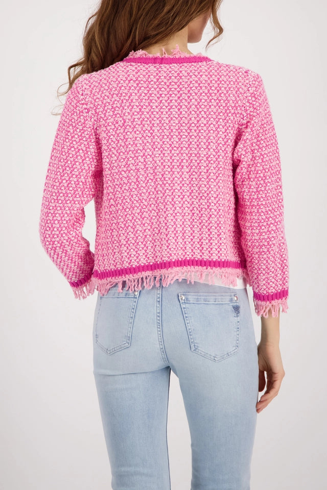 Spring Flower Fringe Tweed Cardigan