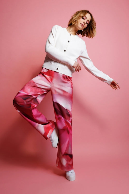 Wide Leg Pants With Allover Pattern